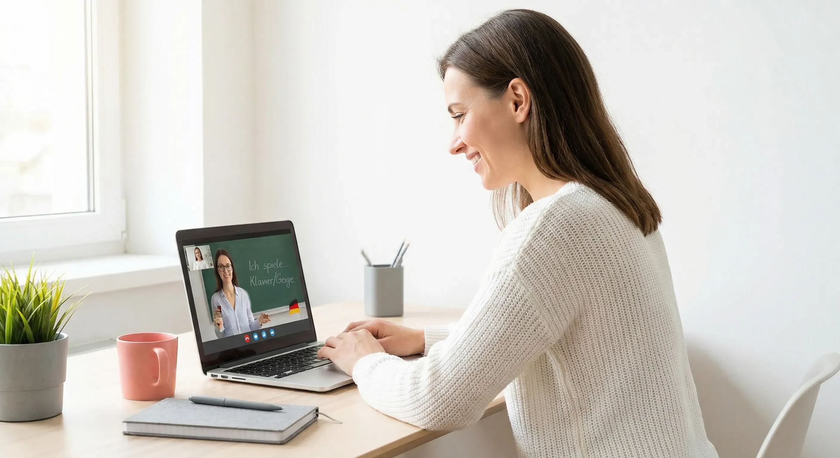 ドイツ語オンライン教室クレンゲムジークシューレを受講する生徒の様子